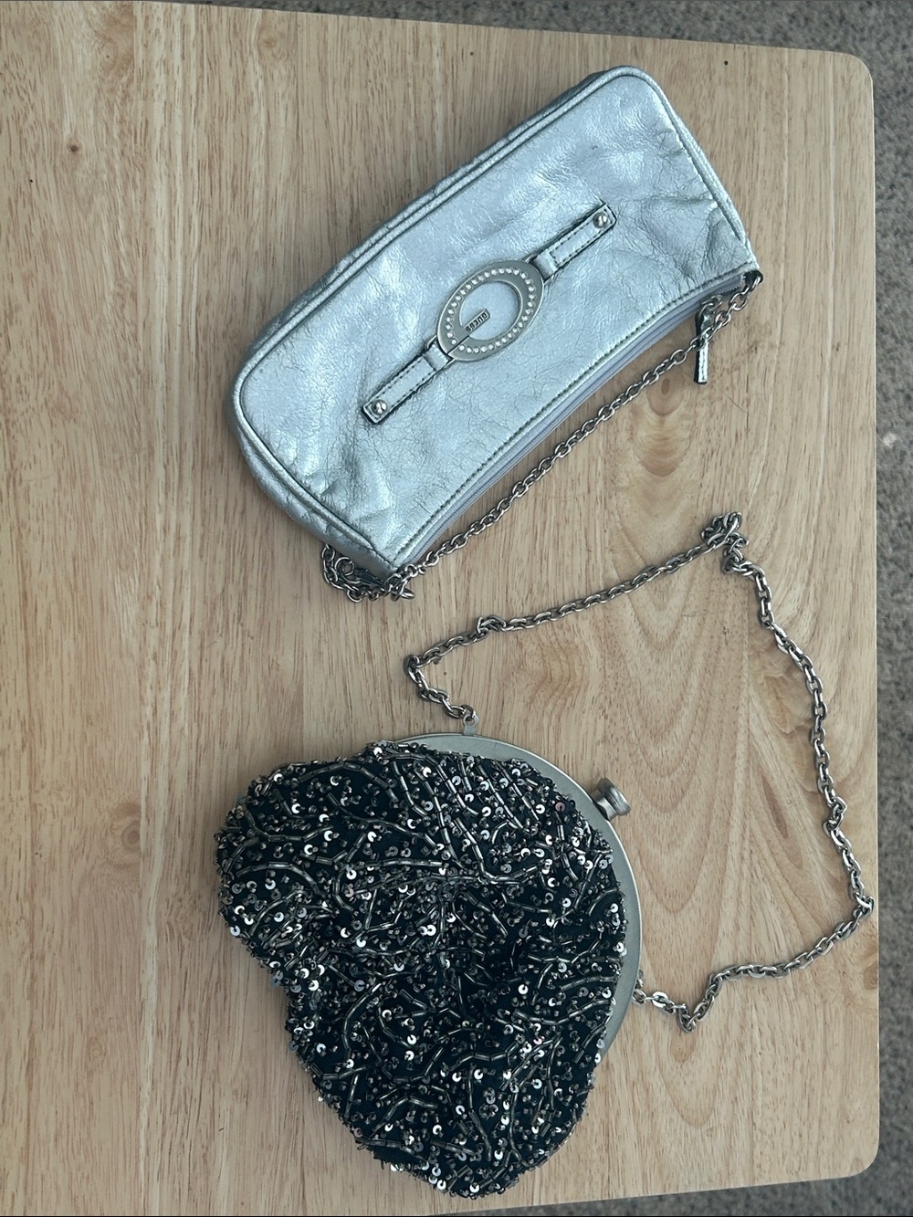 Silver Metallic Crossbody Bag - Women